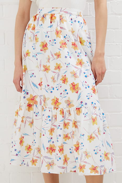 CAMILLE DRAPE TIERED MIDI SKRT WHITE 1