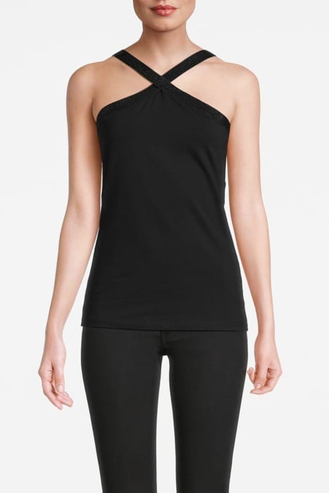 SINGLET CROSS BAND ORGANIC COTTON ELASTANE BASIC BLACK 1