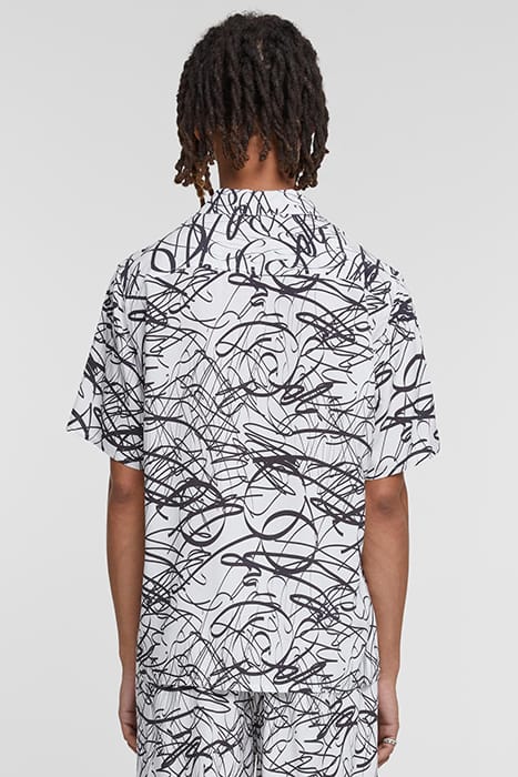 VISCOSE AOP RESORT SHIRT WHITESCRIBBLE 2