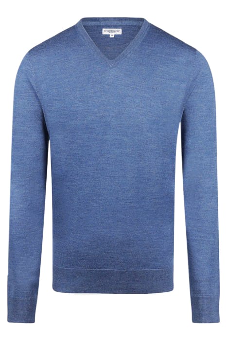FINE MERINO V-NECK SWEATER VINTAGE BLUE 4