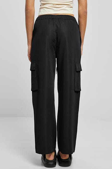 LADIES VICOSE STRAIGHT LEG CARGO PANTS BLACK 2