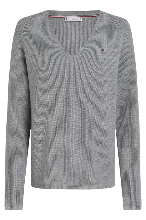 CO CARDI STITCH V-NECK STANDARD FIT MEDIUM GREY 4