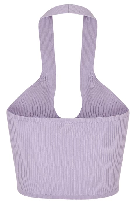 LADIES RIB KNIT CROSSED NECKHOLDER TOP LILAC 5