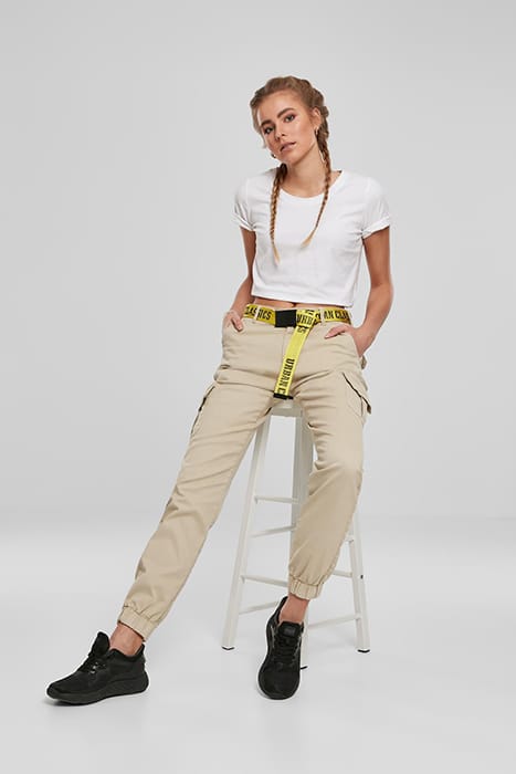 LADIES HIGH WAIST CARGO PANTS CONCRETE 3