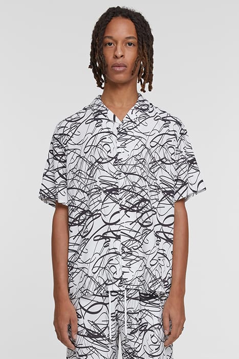 VISCOSE AOP RESORT SHIRT WHITESCRIBBLE 1