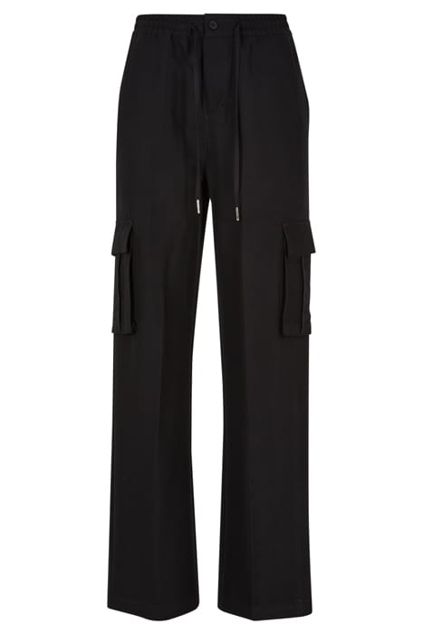 LADIES VICOSE STRAIGHT LEG CARGO PANTS BLACK 4
