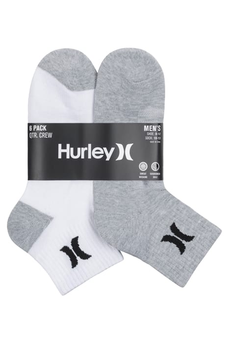 6PK MENS 1/2 TERRY QTR CREW WHITE/MULTI 5