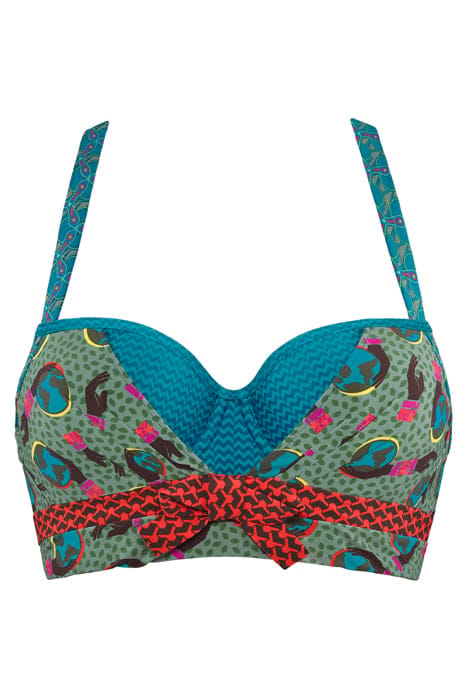 GAIA BLUE AND GREEN PLUNGE BALCONY BRA 3