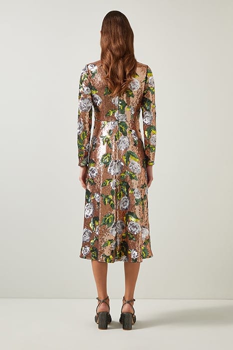 MARCEL SEQUIN MIDI DRESS ROSE GOLD/BLACK 3