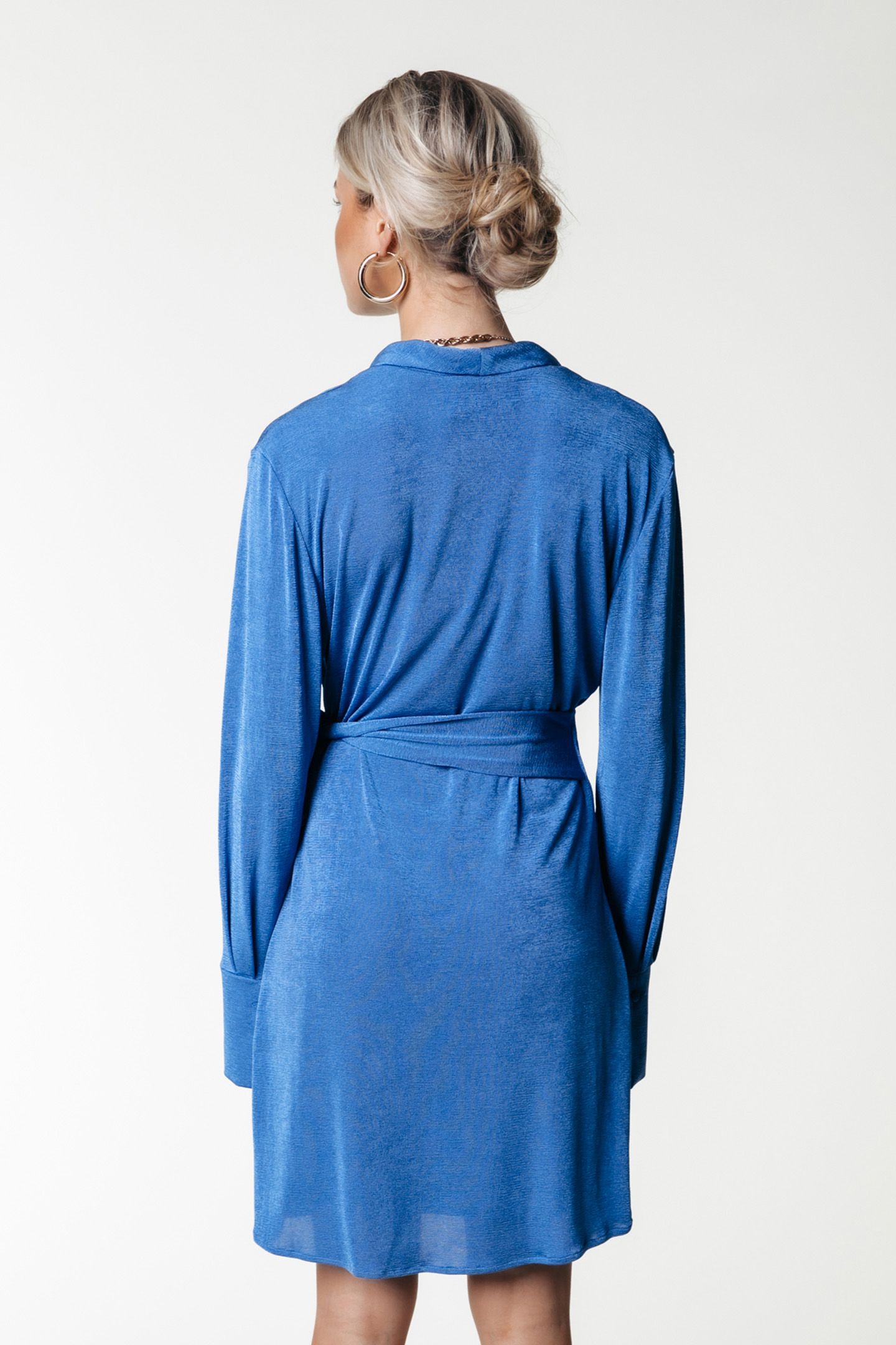DORIN UNI WRAP DRESS LS VALLARTA BLUE 2