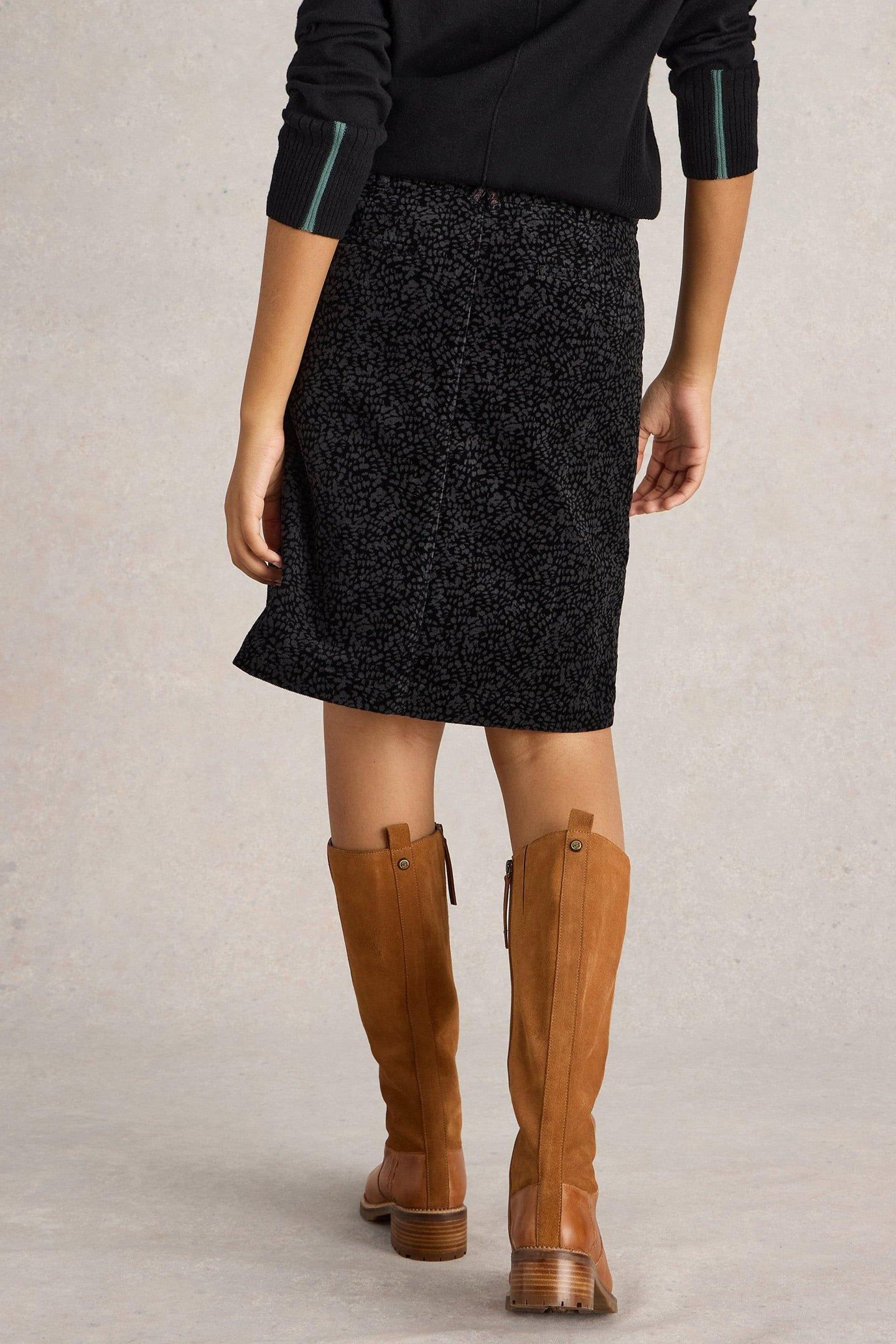 MELODY ORGANIC CORD SKIRT BLACK PRINT 2