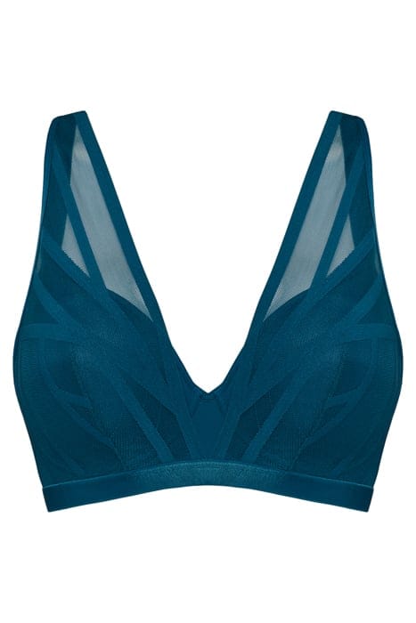 THE ILLUSIONIST TRANSPARENT PETROL PLUNGE BRA 2