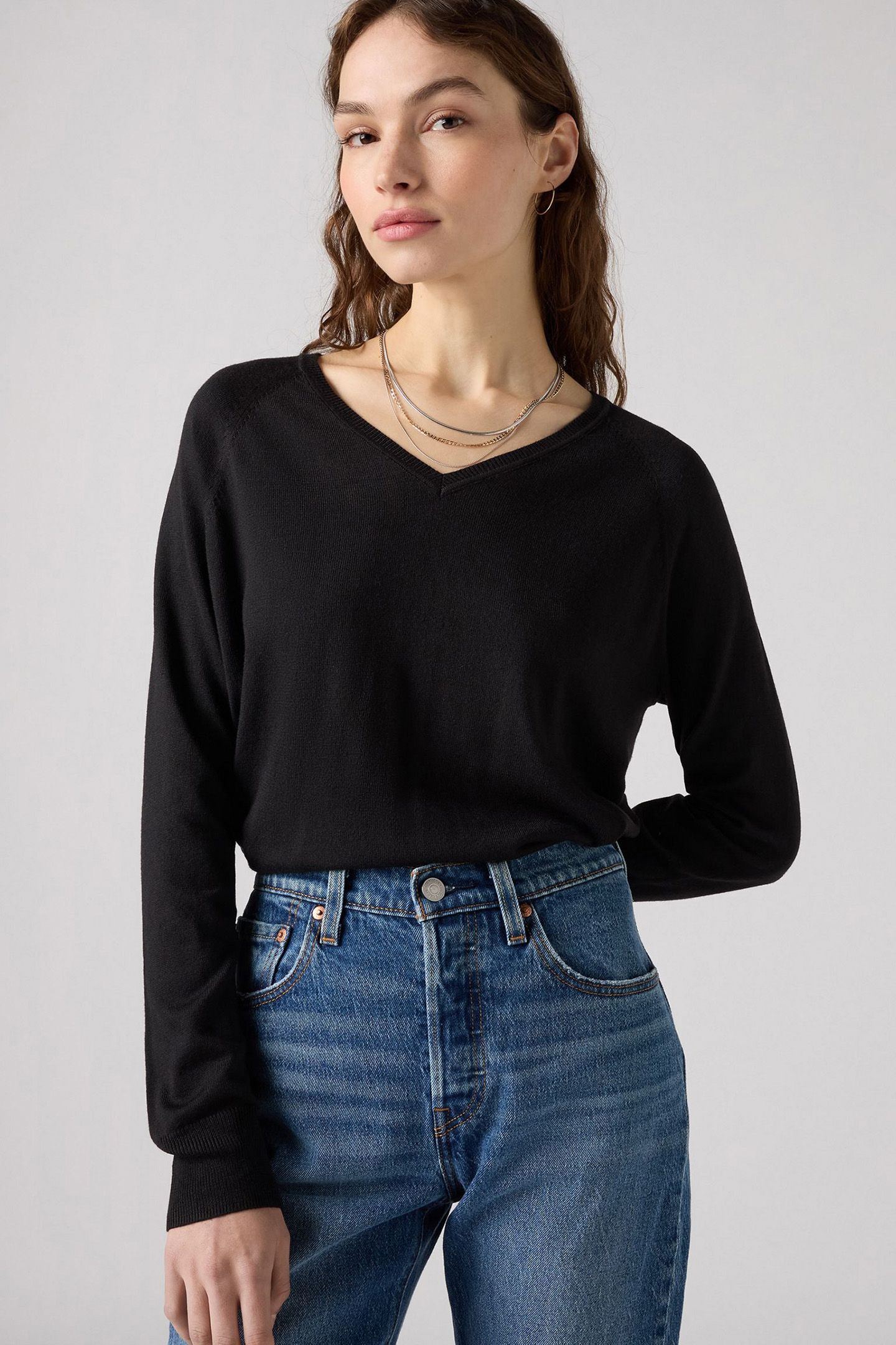 PETAL VNECK SWEATER CAVIAR TRIBLEND 5