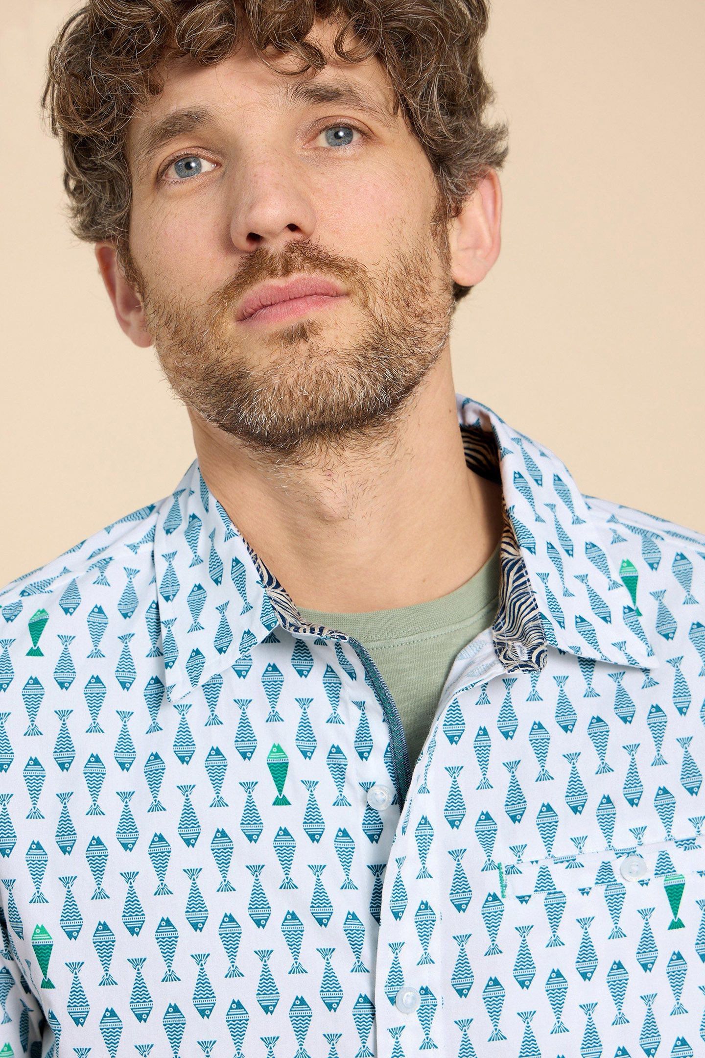GEO FISH PRINTED SS SHIRT WHITE PRINT 5