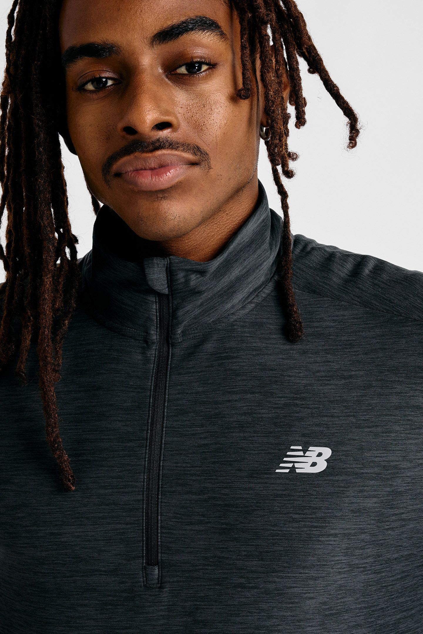 SPORTS 1/4 ZIP LONG SLEEVE TOP IN BLACK SPACE DYE 6