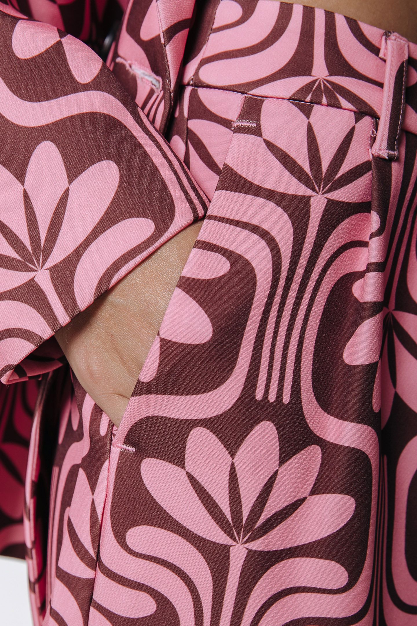 WENDE RETRO FLOWER LOW WAIST PANTS OLD PINK 5