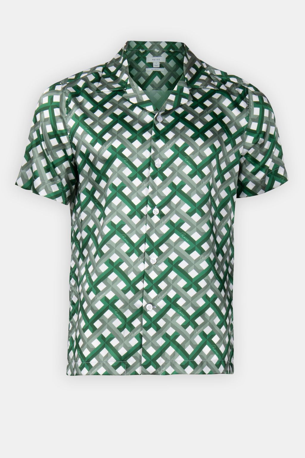 PRINTED CUBAN COLLAR CASUAL SHIRT GREEN 4