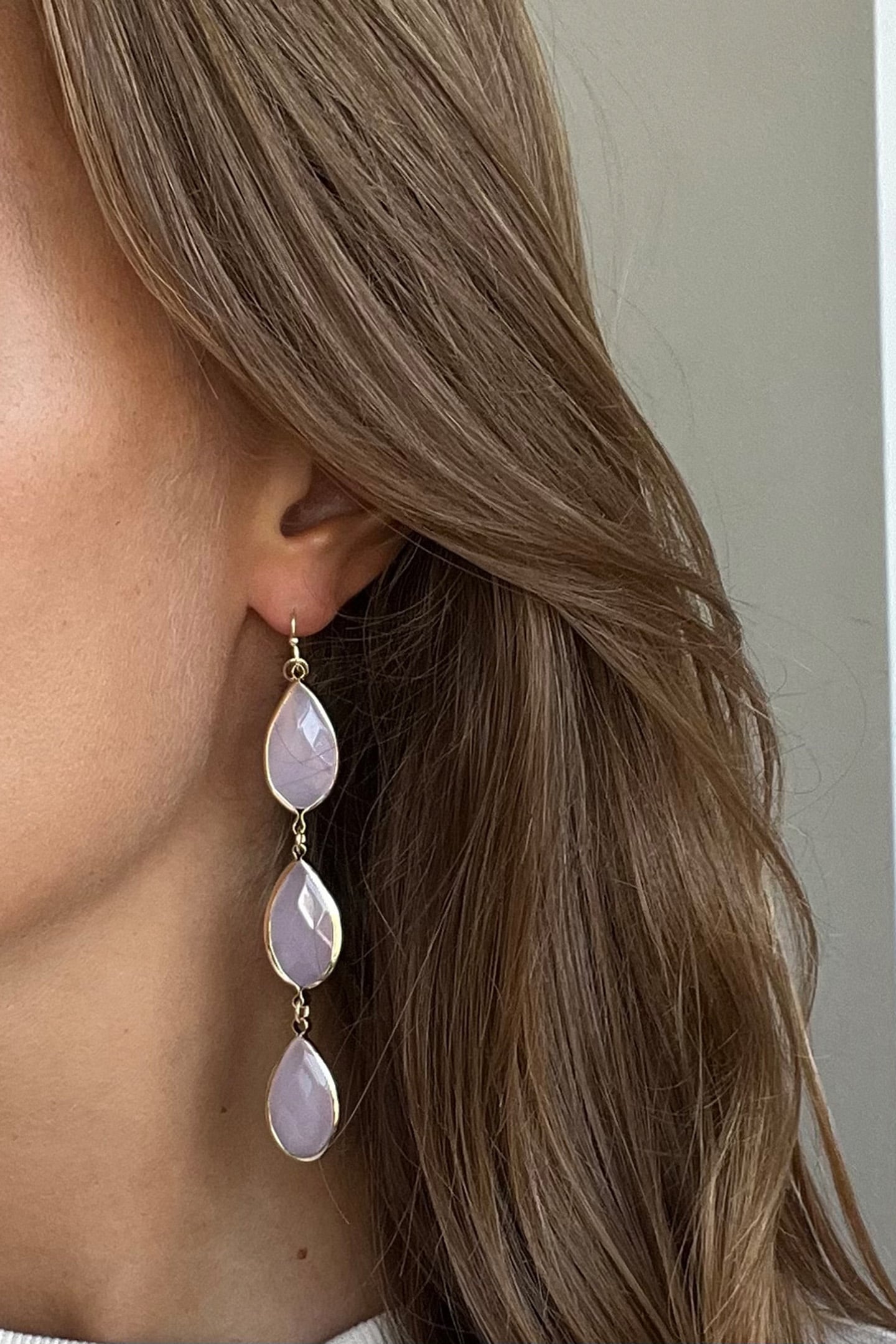 TRIPLE DROP EARHANGERS PINK 2