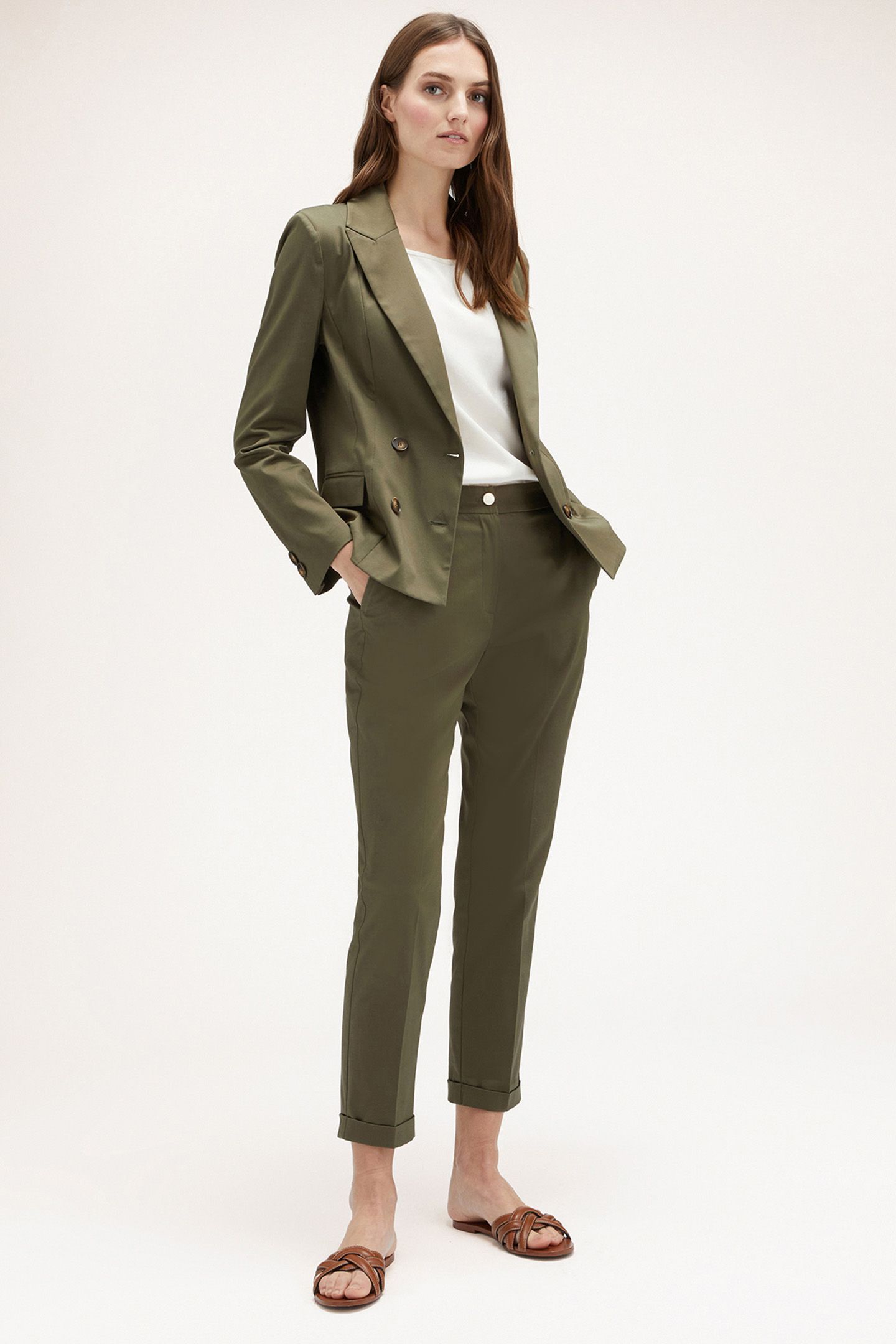 DOUBLE-BREASTED UNLINED JACKET GREEN 3