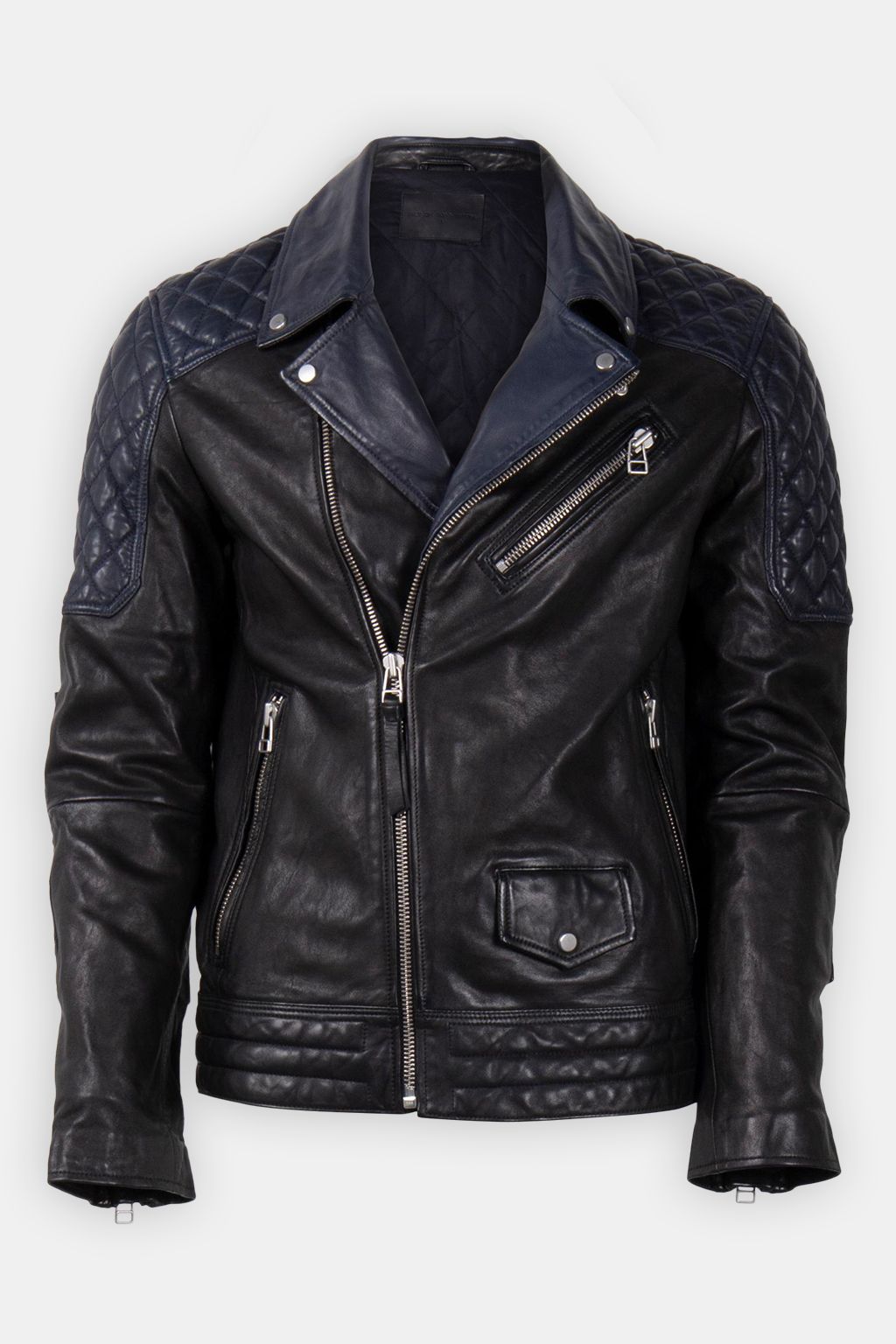 COLOUR BLOCK BIKER JACKET BLACK 4