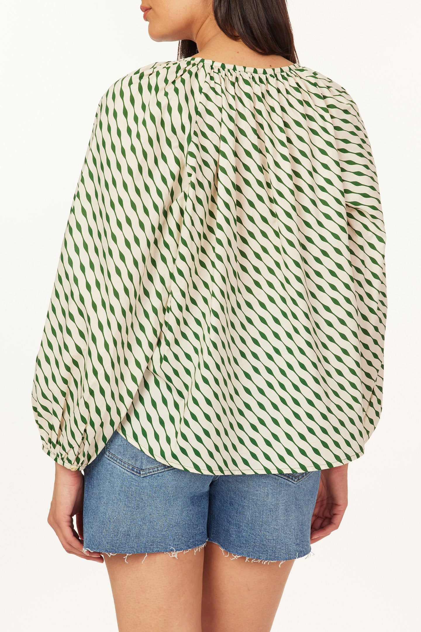 LONG SLEEVE WOVEN TOP VINTAGE STRIPE 2