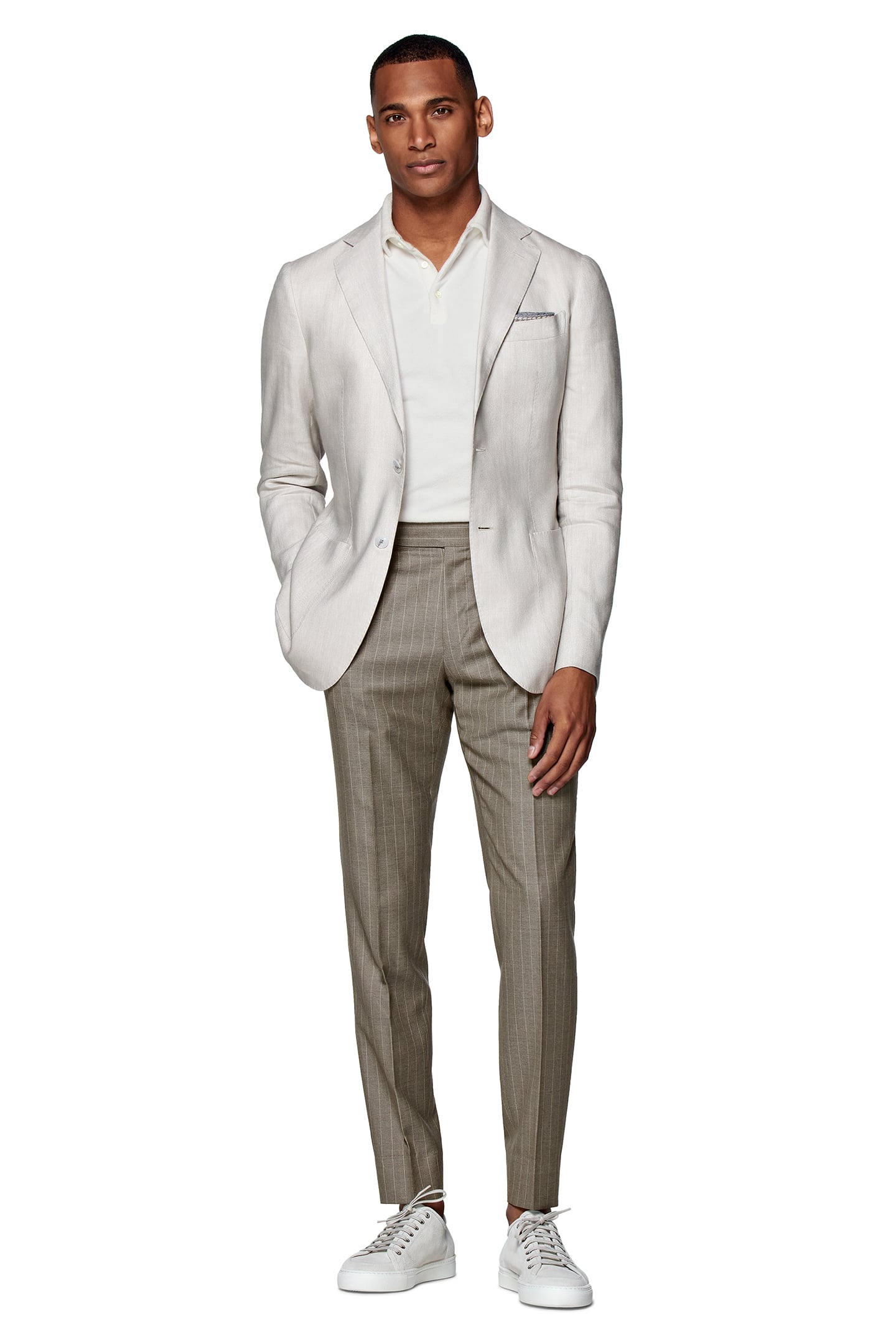 HERRINGBONE TAILORED FIT HAVANA BLAZER LIGHT GREY 2