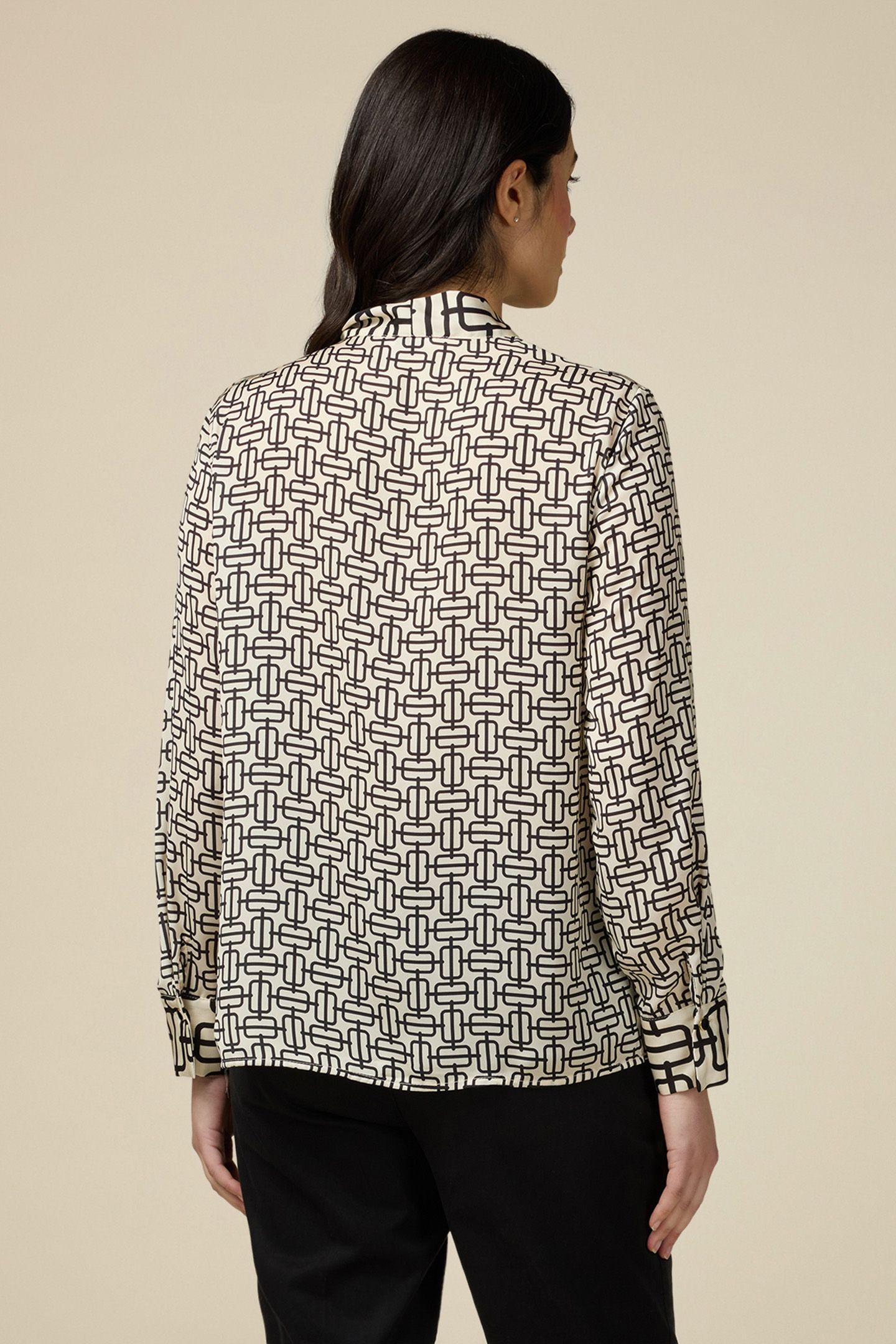 OPTICAL SATIN SHIRT WITH BOW WHITE 2