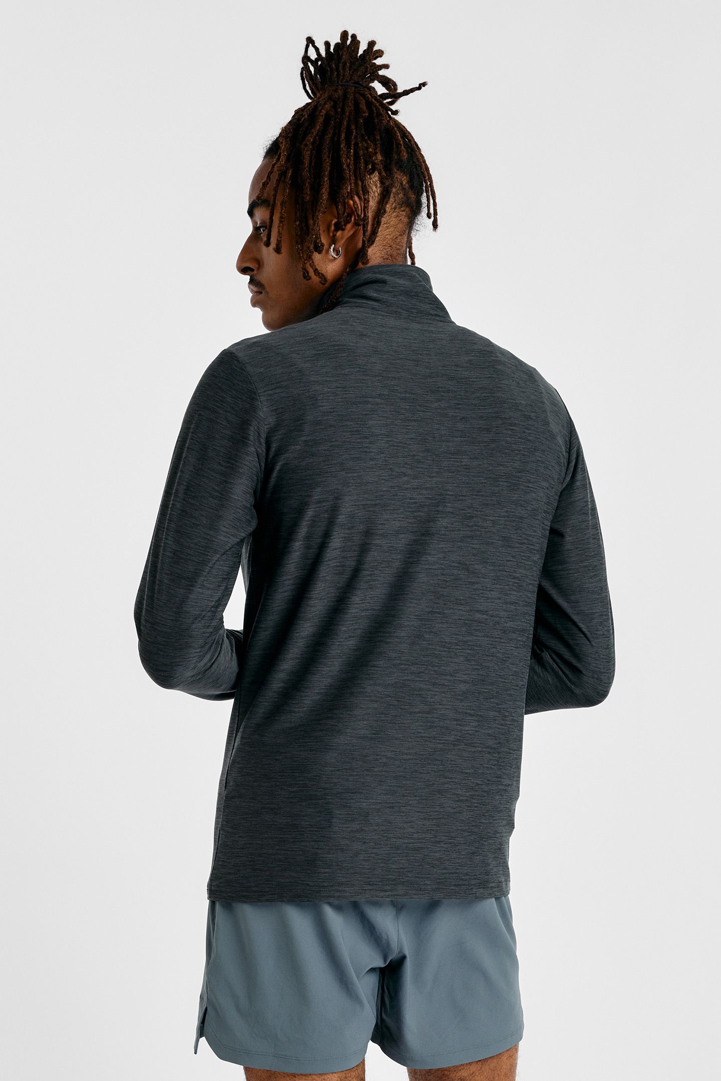 SPORTS 1/4 ZIP LONG SLEEVE TOP IN BLACK SPACE DYE 2