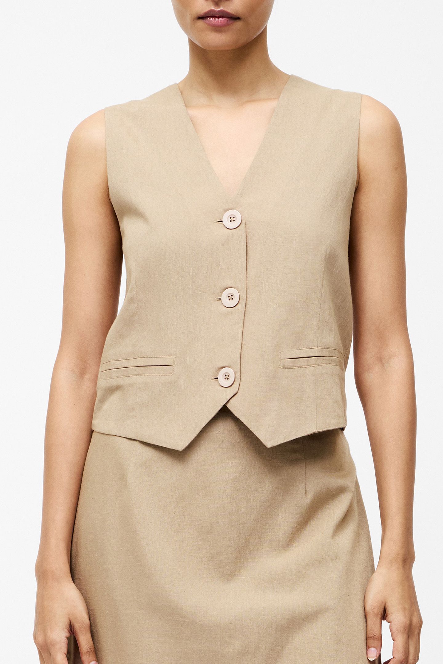 LINEN SINGLE BREASTED WAISTCOAT INCENSE 1