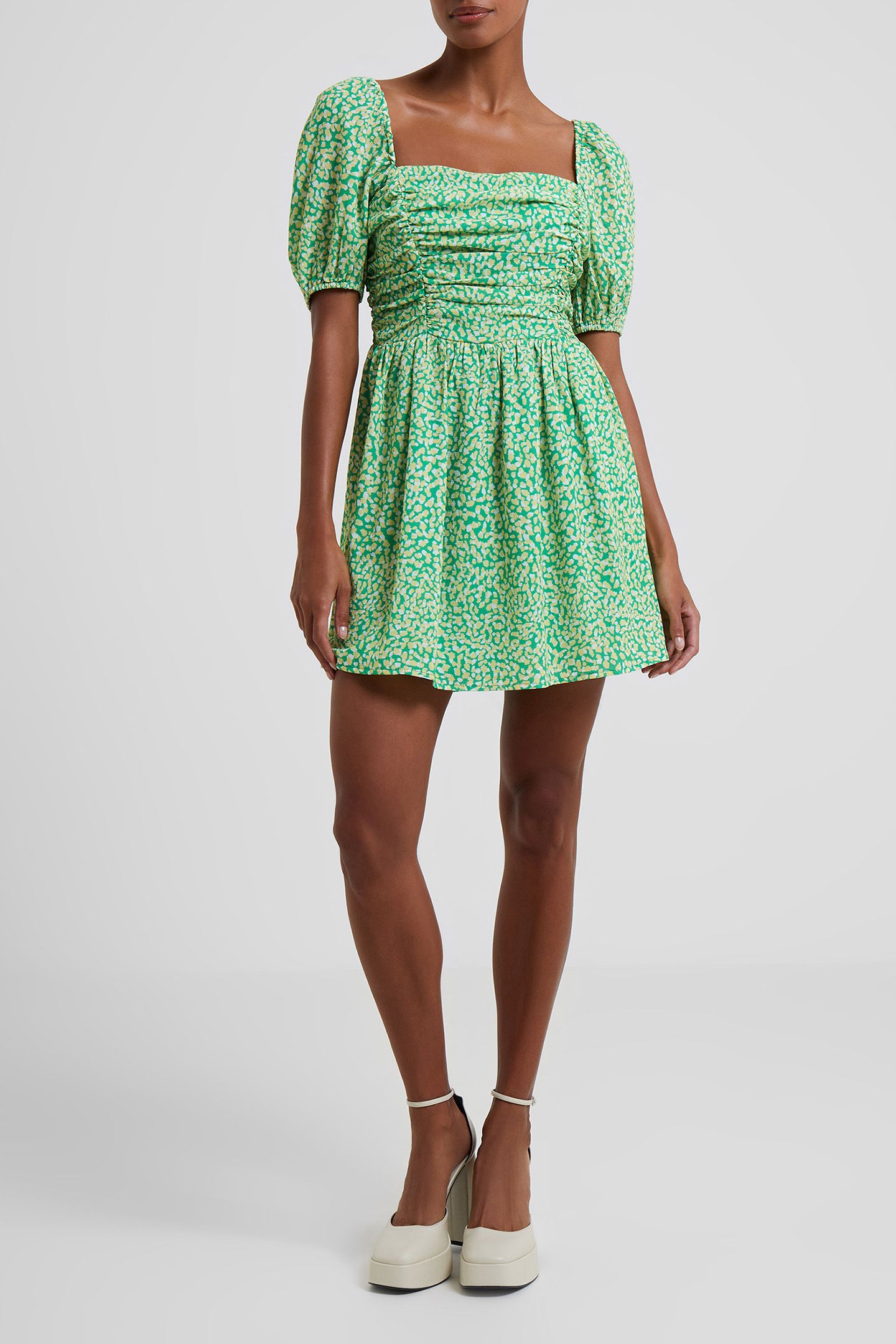 CADIE VERONA SQ NK UK LEN DRES POISE GREEN 2