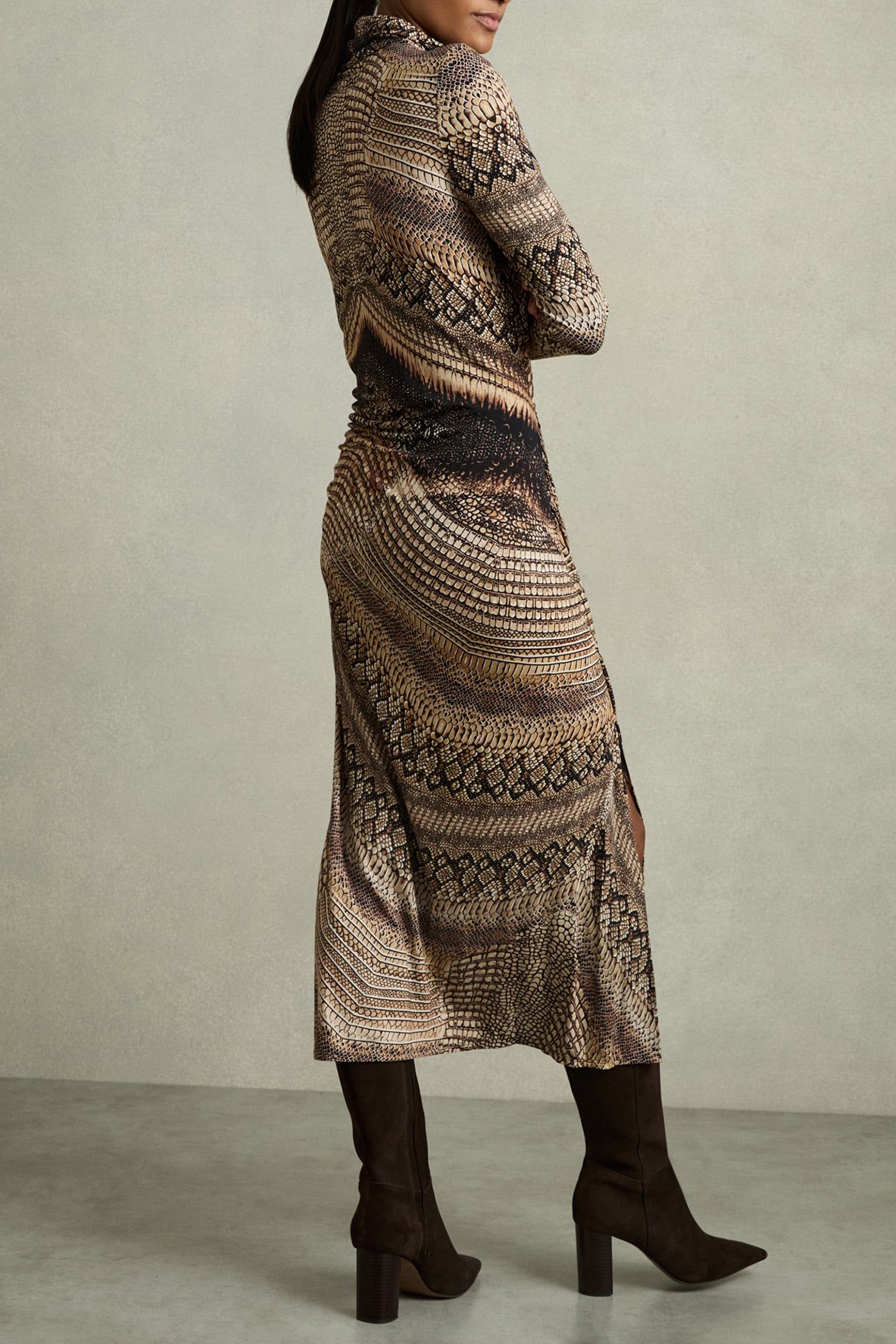 NAOMI ITALIAN PRINTED DRESS BROWN 2