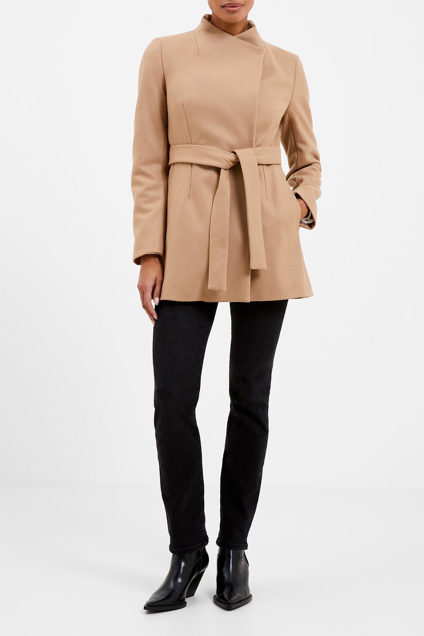 FT PLATFM FELT CROSSOVER COAT CAMEL 1