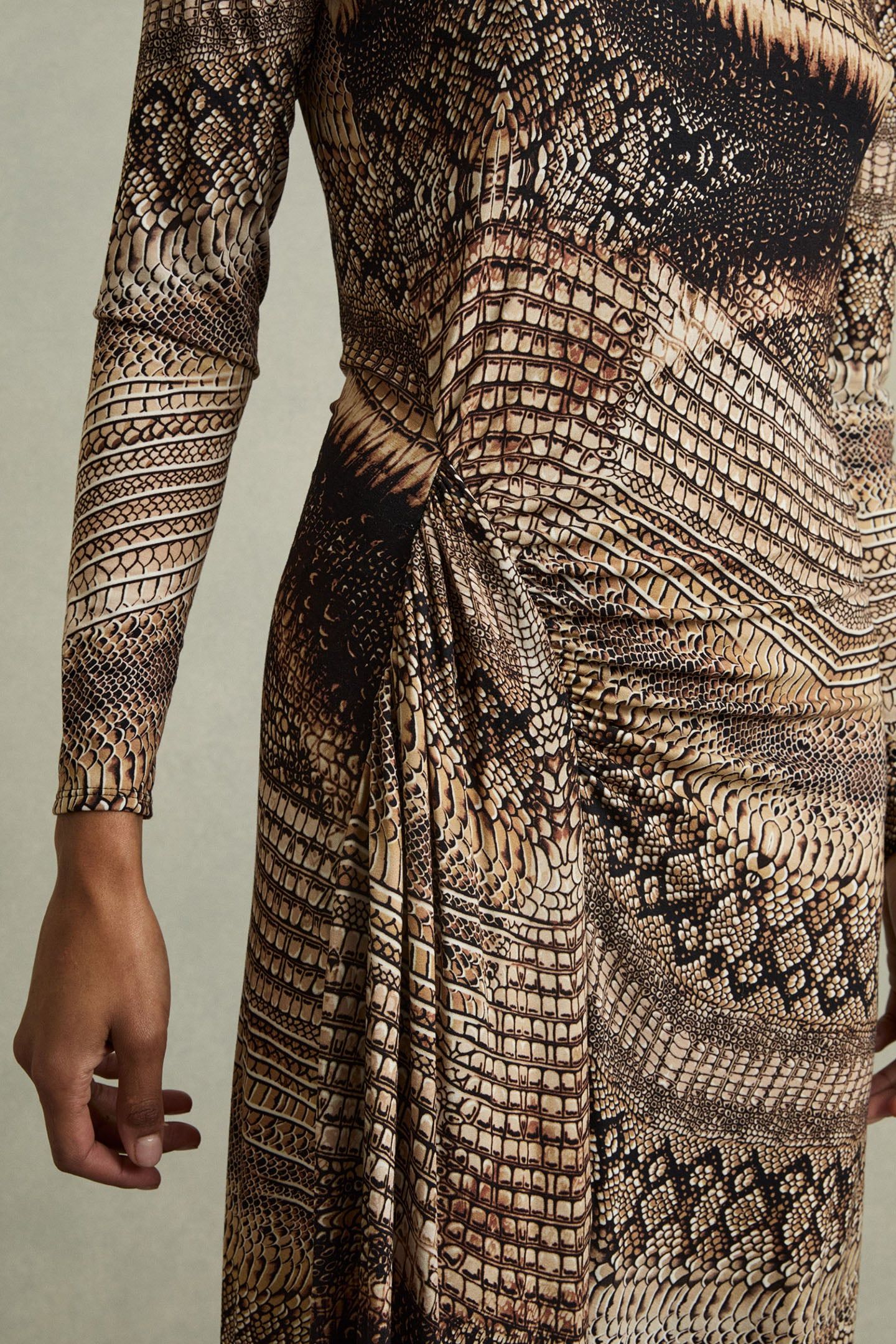NAOMI ITALIAN PRINTED DRESS BROWN 5