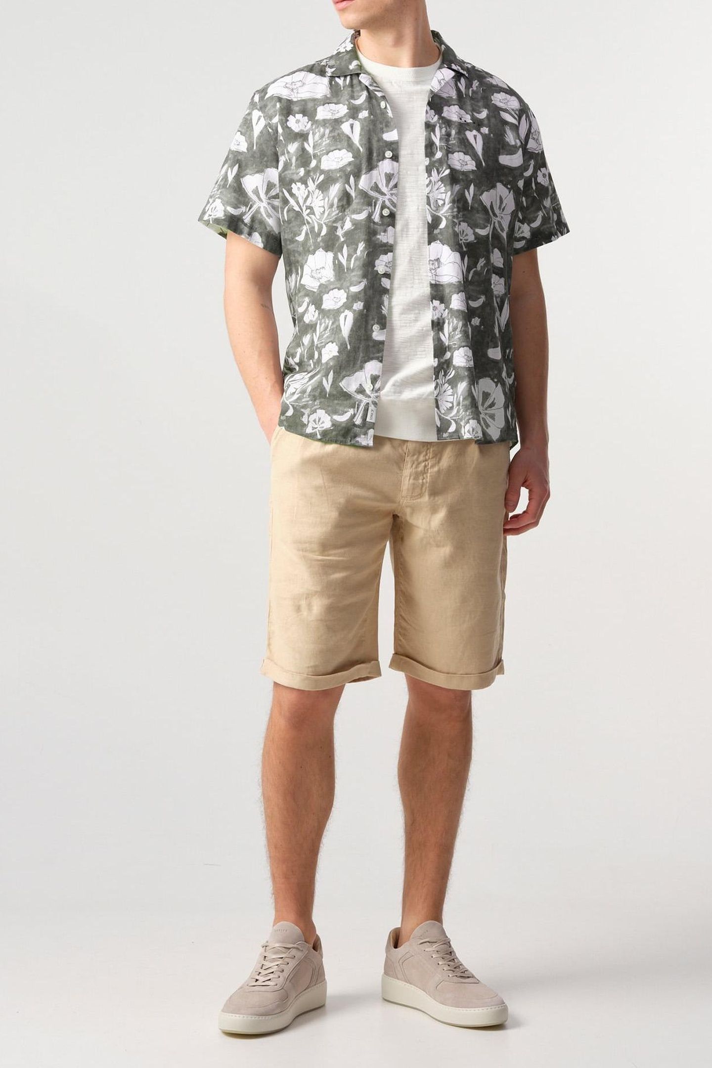 ELVIS FLORAL CASUAL OVERHEMD KM BURNED GREEN DESSIN 1