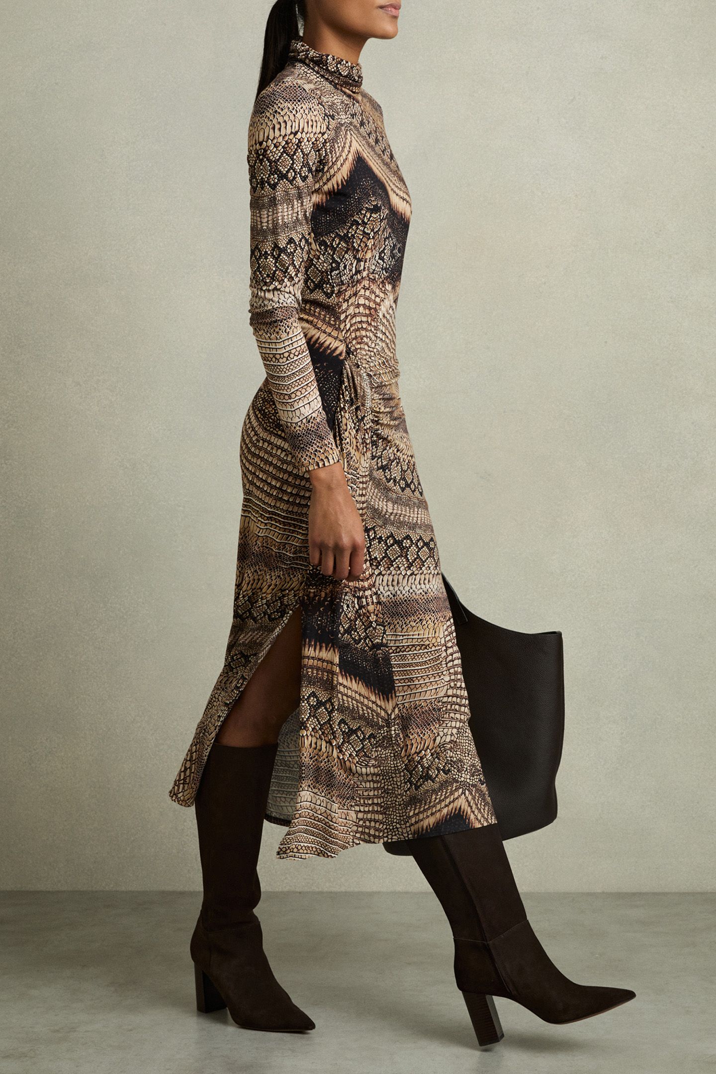 NAOMI ITALIAN PRINTED DRESS BROWN 3