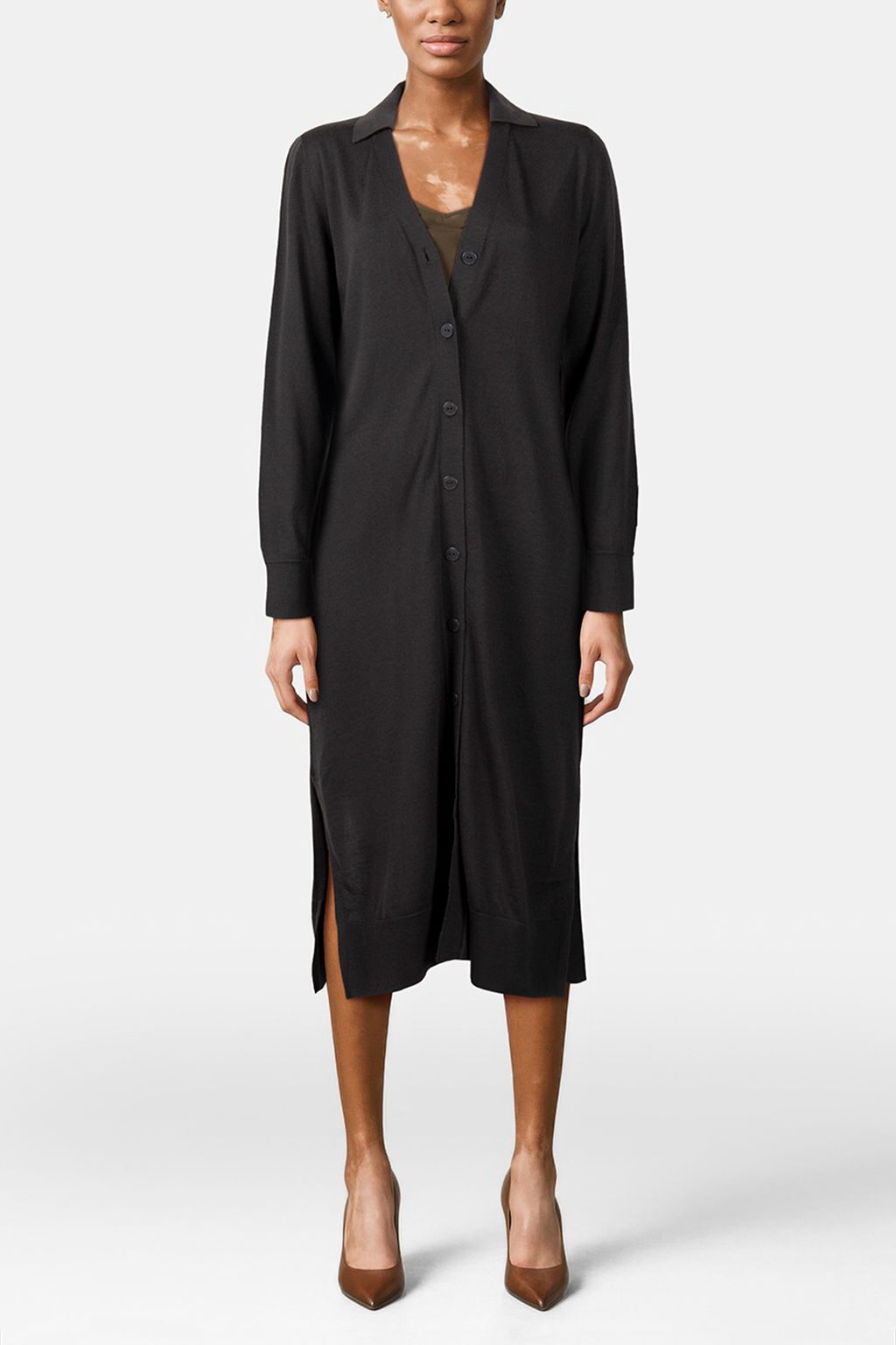 ADINA DRESS DARK KHAKI GREEN 1