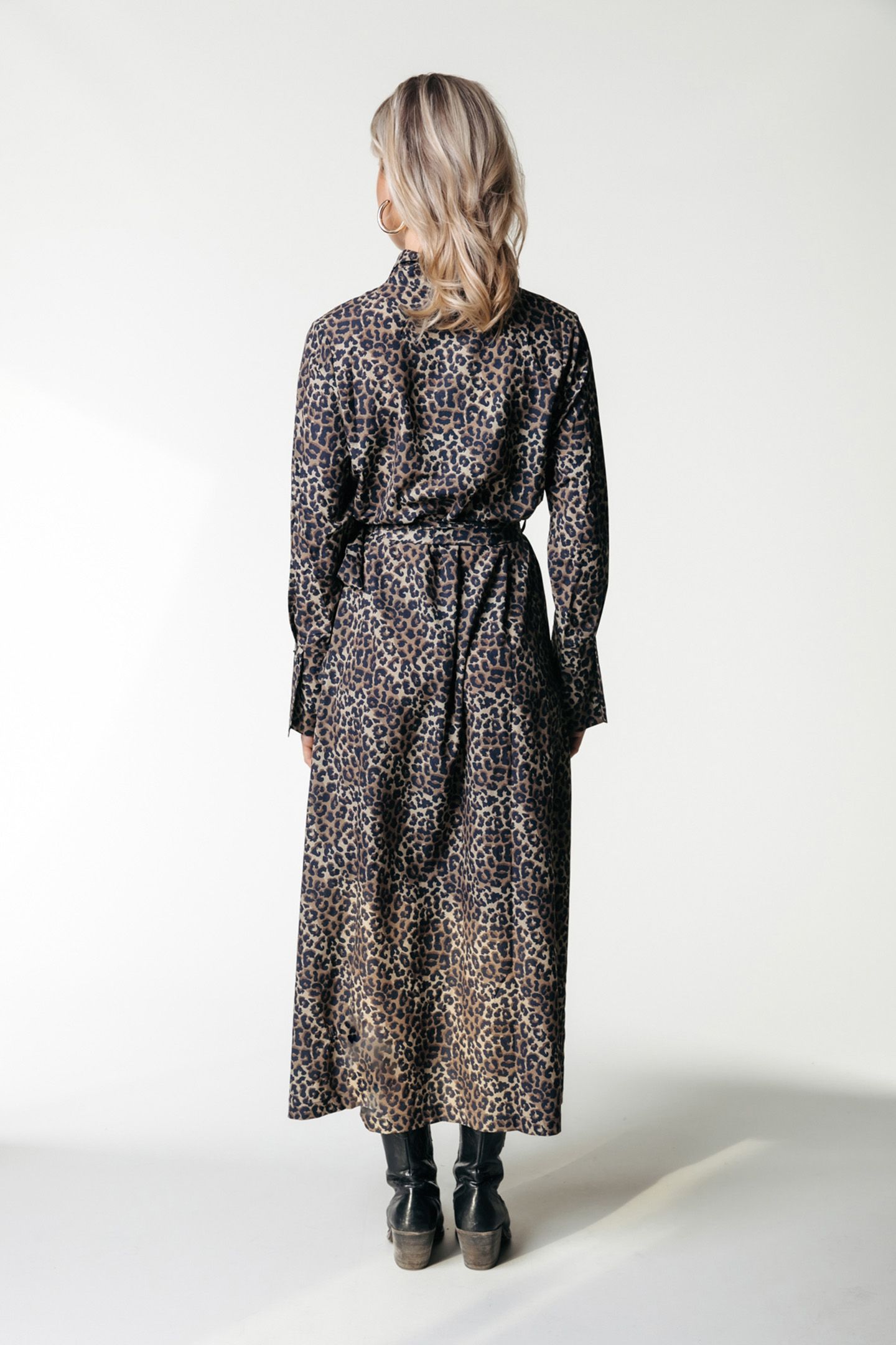 DESIREE LEOPARD MAXI SHIRT DRESS LS WARM BROWN 2