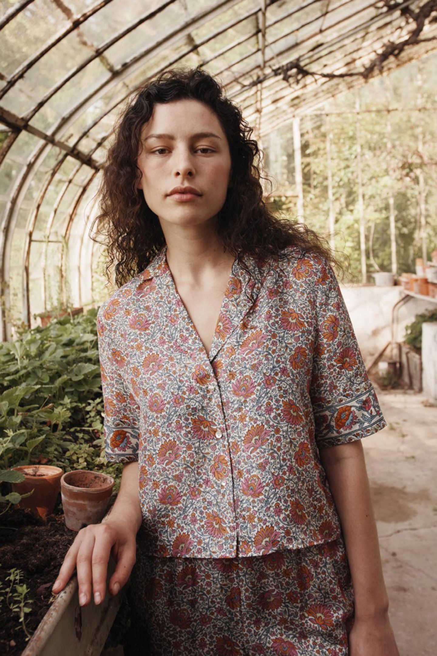 PAJAMAS TOP LOULOU IVORY WINTER GARDEN 4