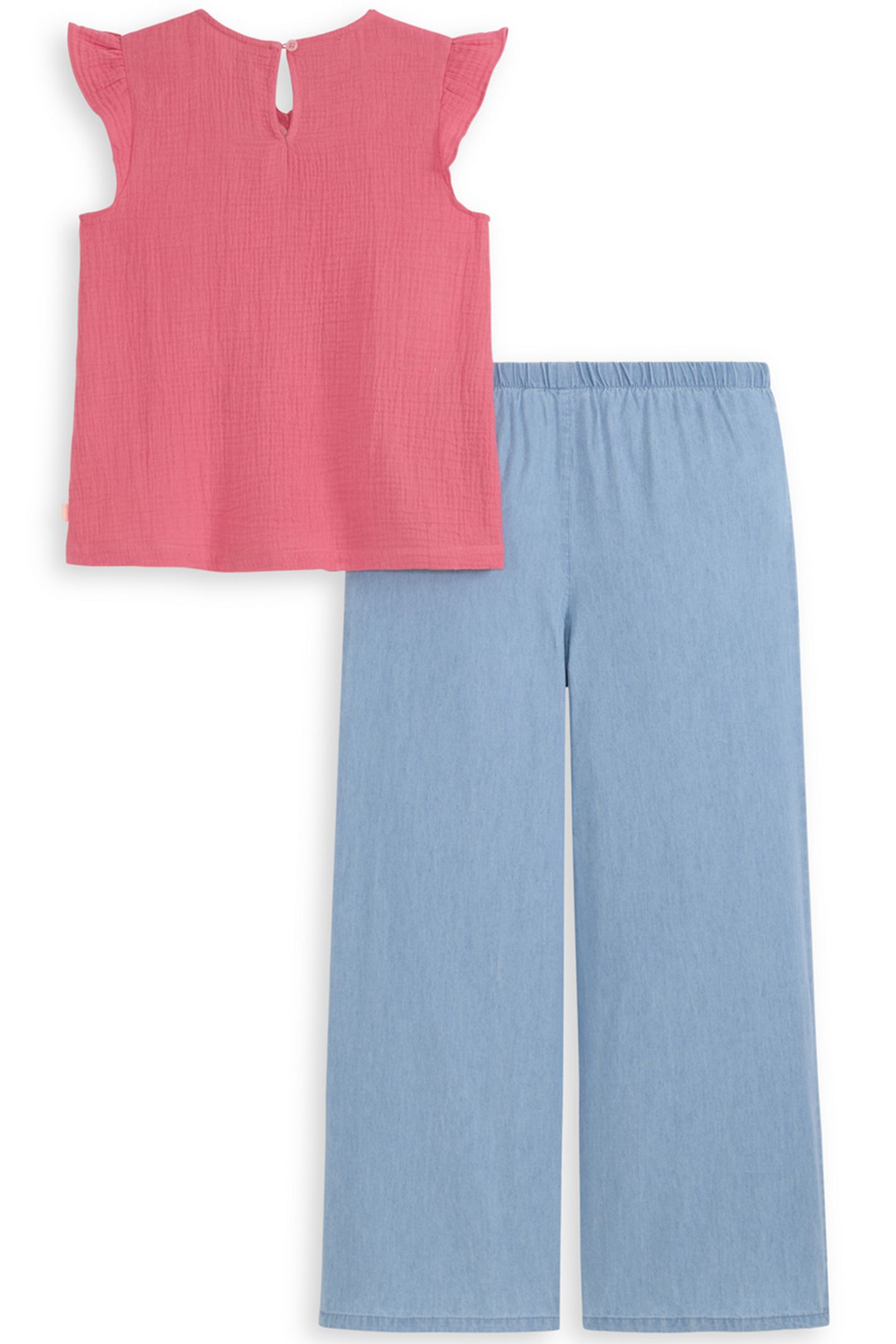 S&S GIRLS 2PC FASHION TOP & DENIM PANT SET PINK/BROWN 2