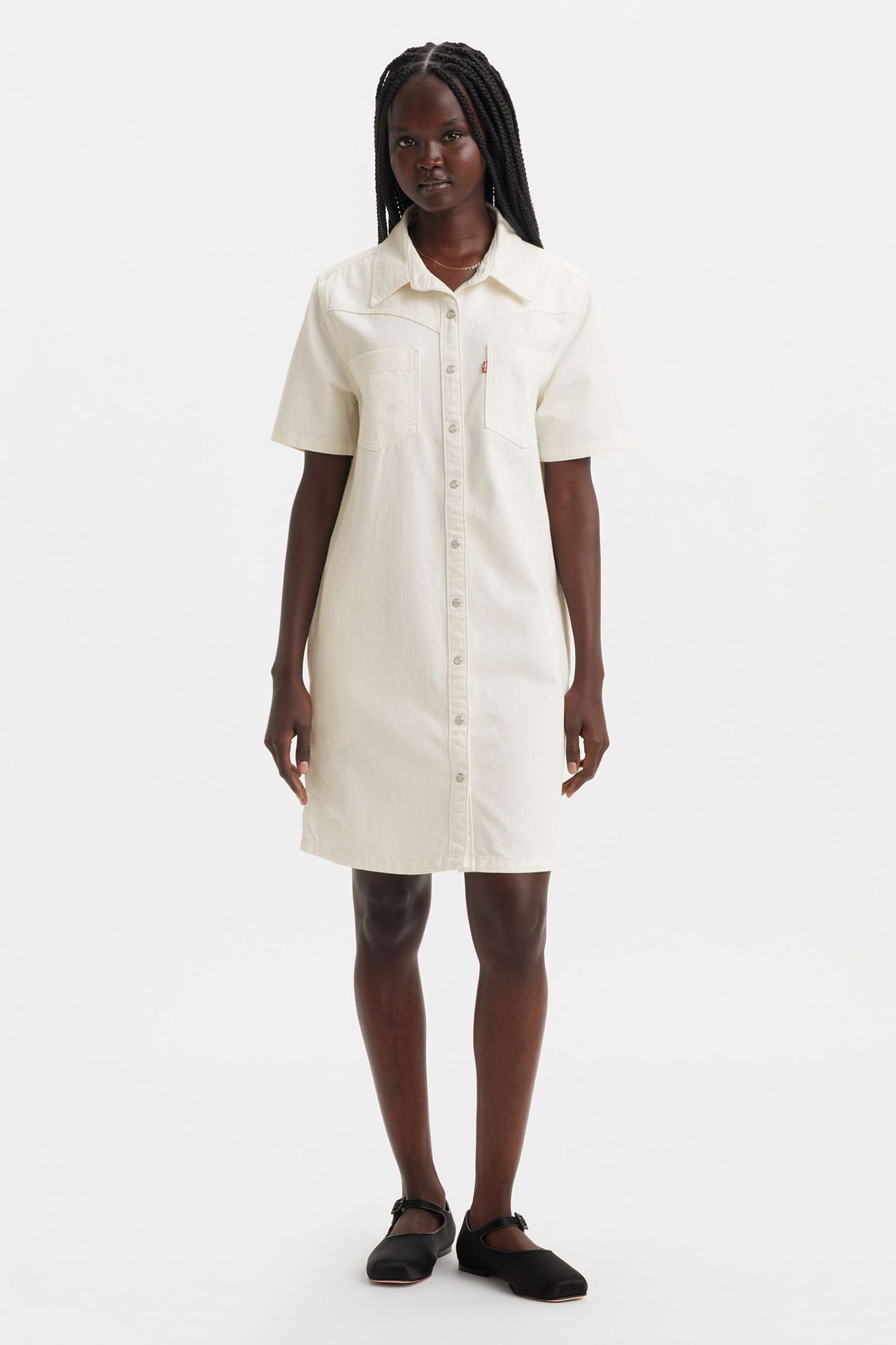LOUISA SS DENIM DRESS ICY ECRU 4 1