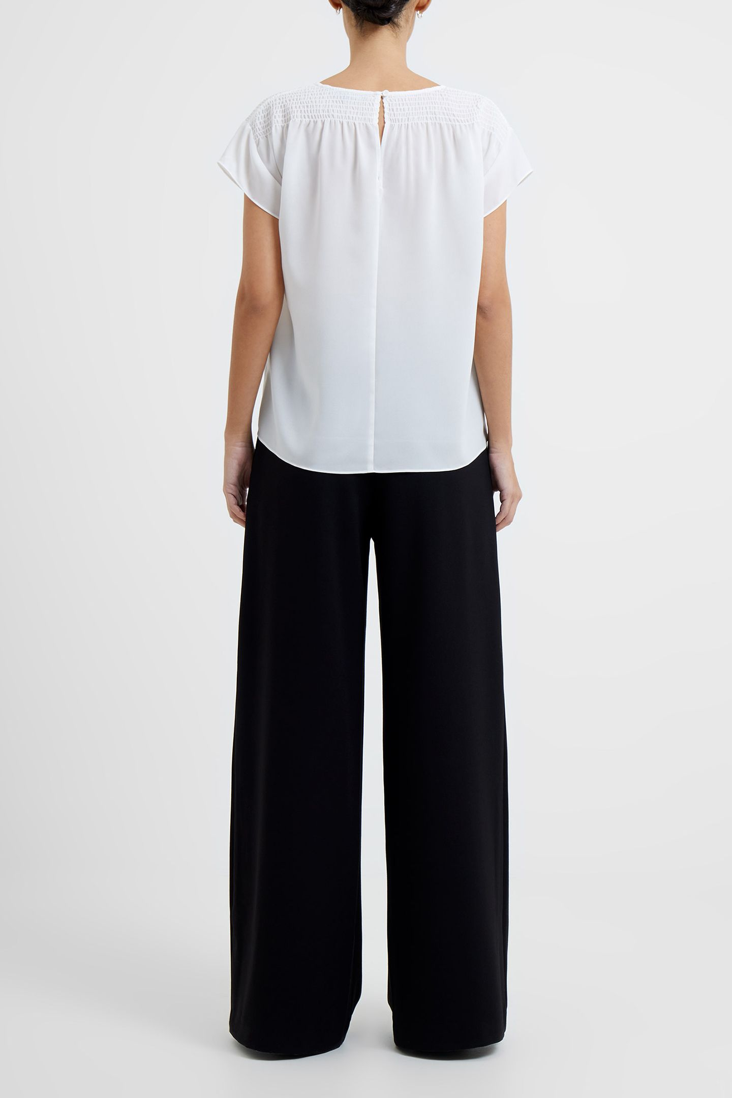 CREPE LIGHT V NK SHOULDER TOP SUMMER WHITE 3