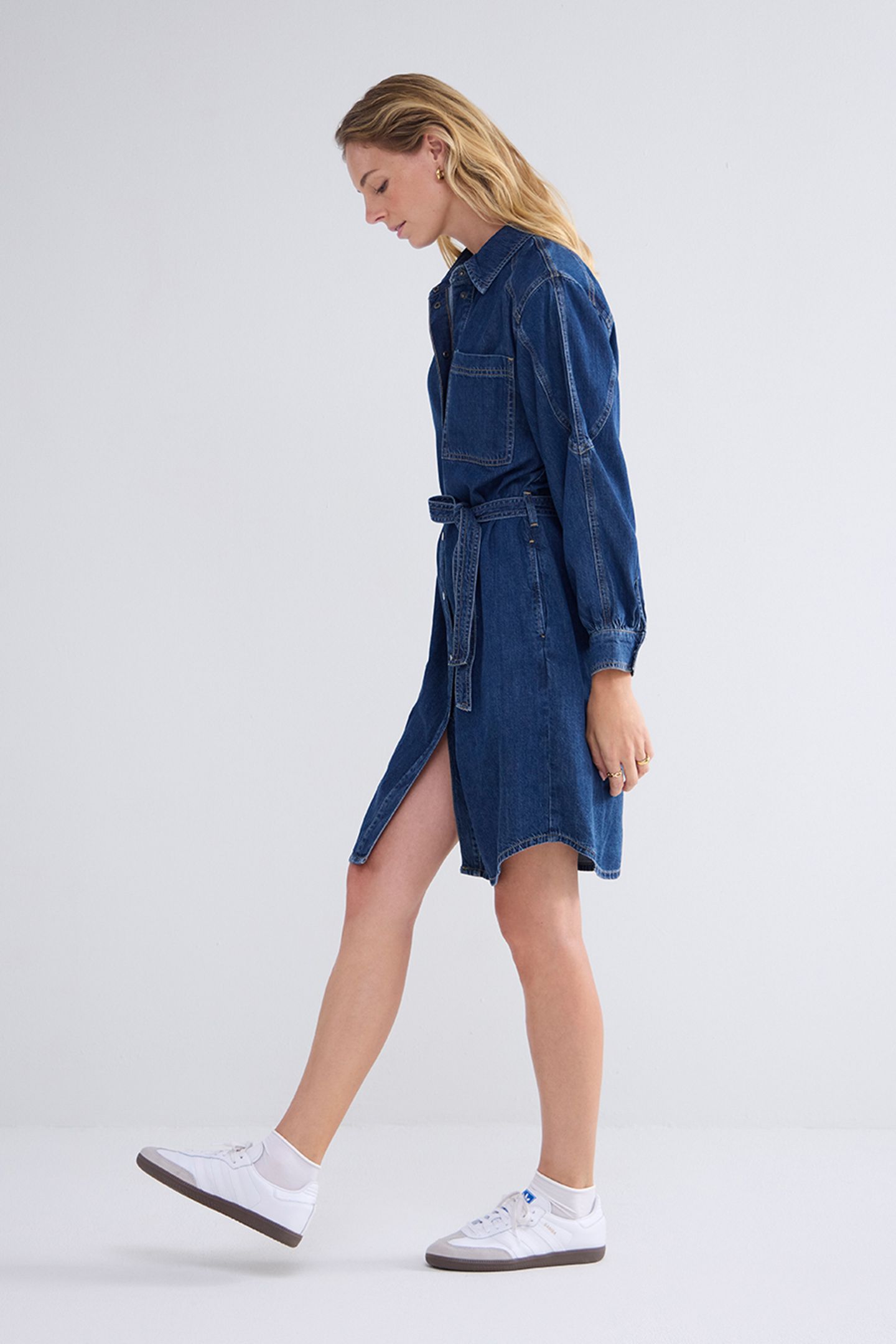 DENIM SHIRT DRESS LIGHTWEIGHT COTTON TENCEL DENIM 5