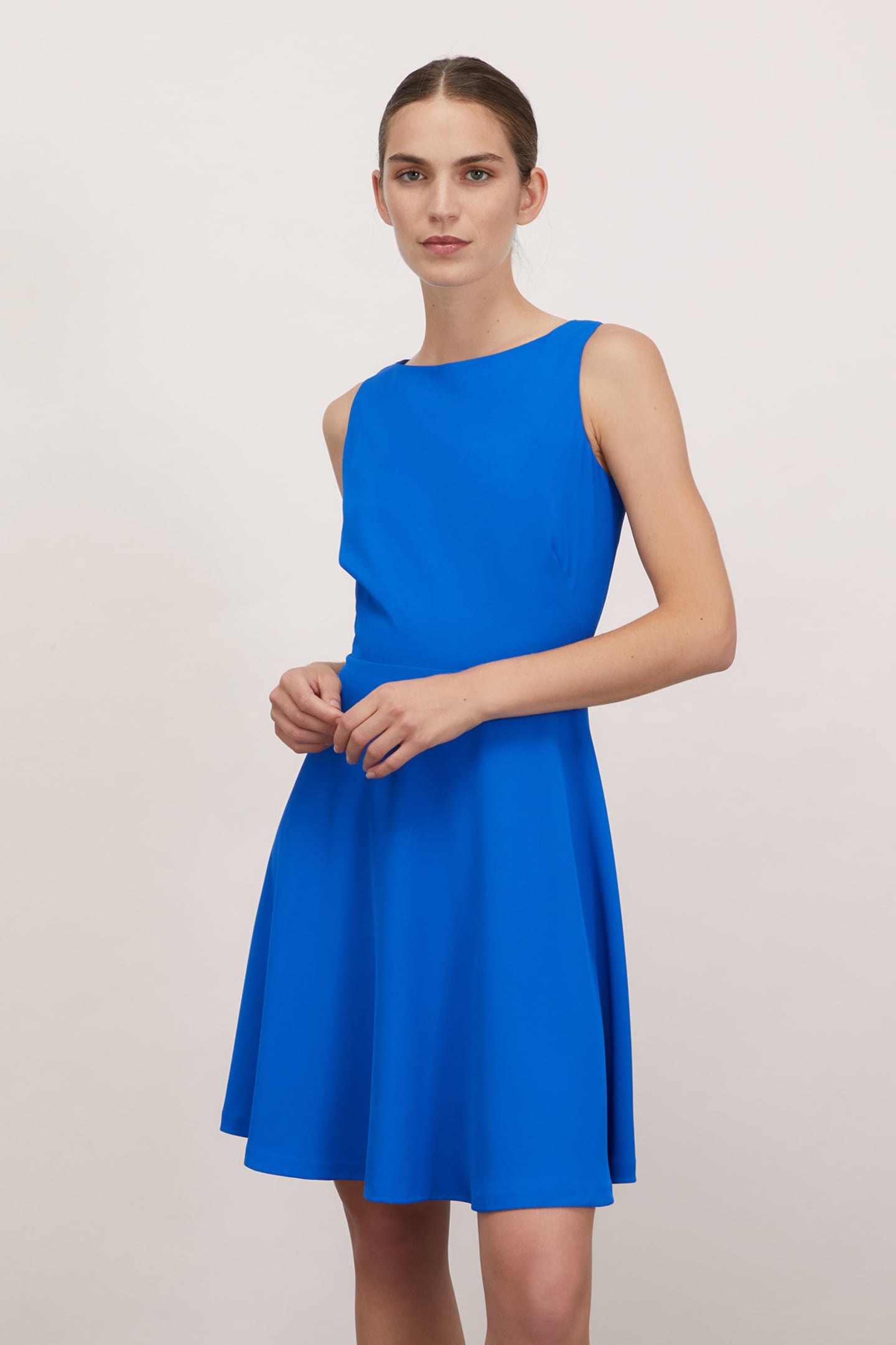 CREPE FABRIC MINI DRESS BRIGHT BLUE 1
