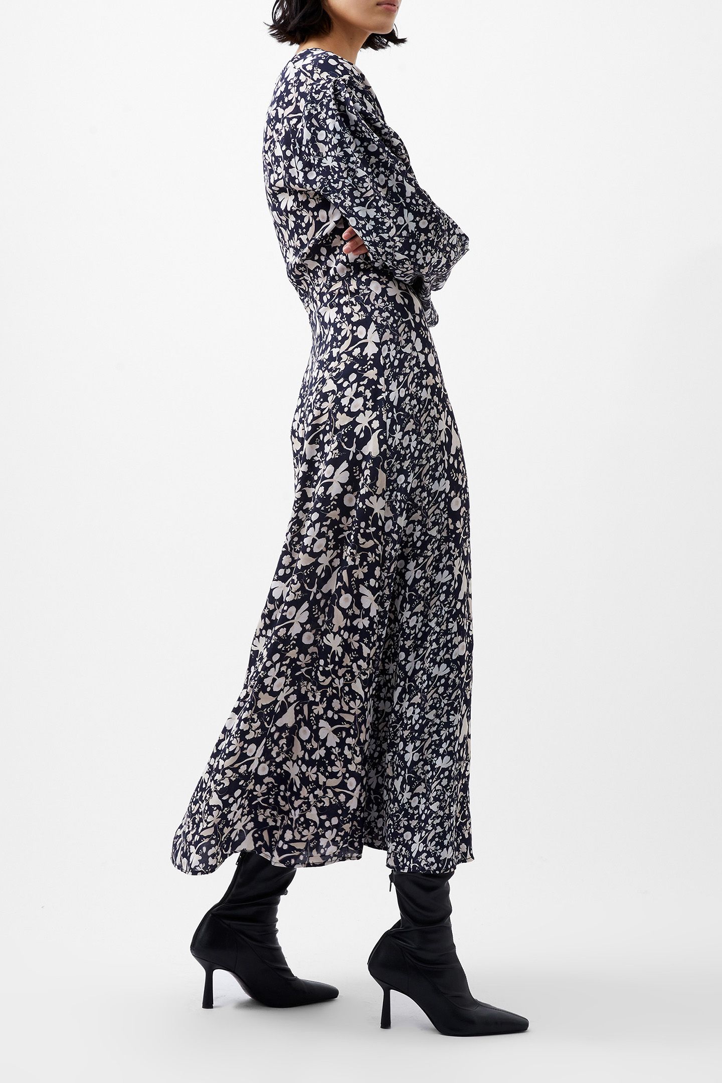 JEANNIE CHIARA DRAPE MIDI DRES UTILITY BU MULTI 2