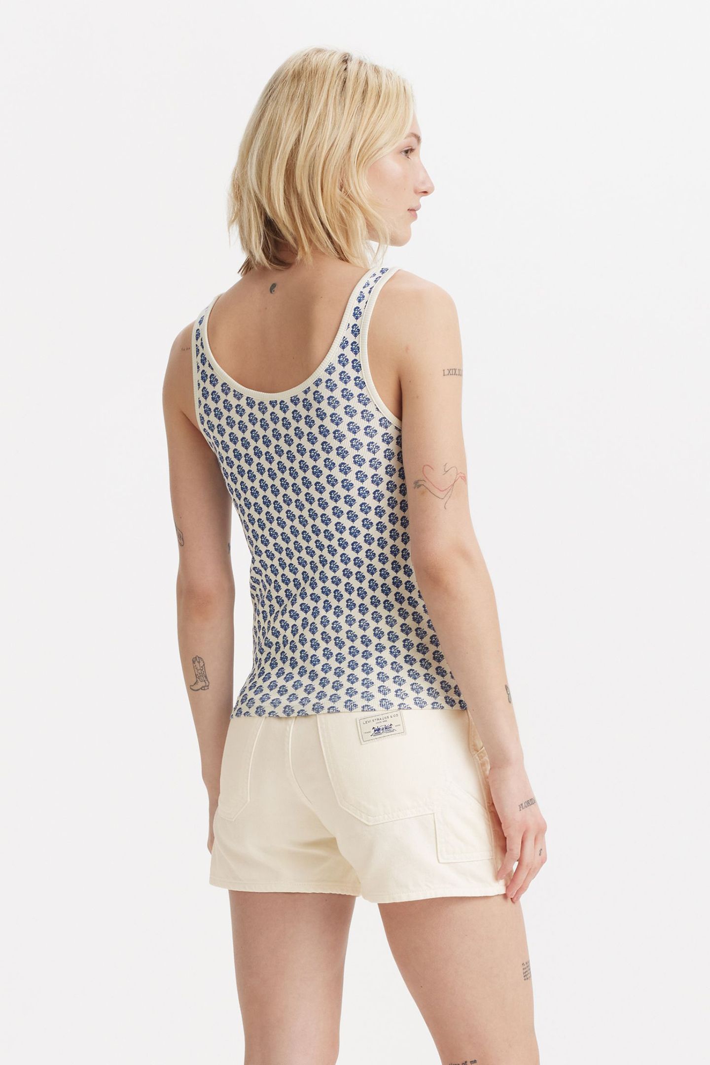 ESSENTIAL RIB TANK ADITI BLOCK PRINT EGRET 2