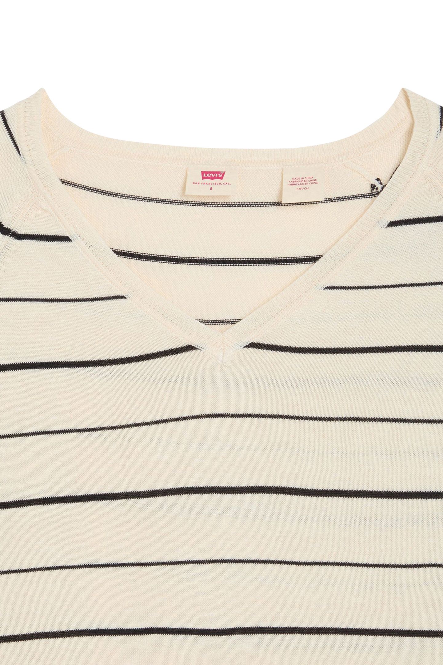PETAL VNECK SWEATER OLYMPIC STRIPE WHITE 7