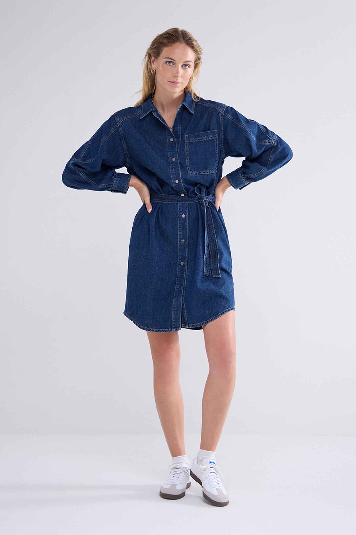 DENIM SHIRT DRESS LIGHTWEIGHT COTTON TENCEL DENIM 3