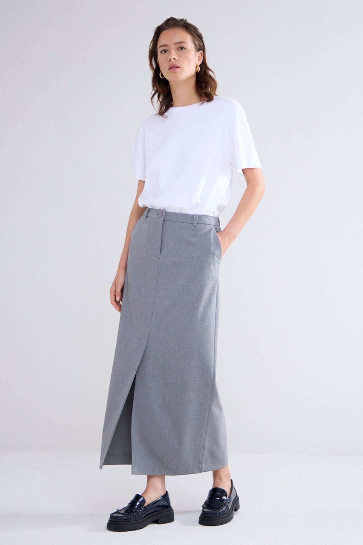 SKIRT VISCOSE BLEND STRETCH MIST 2