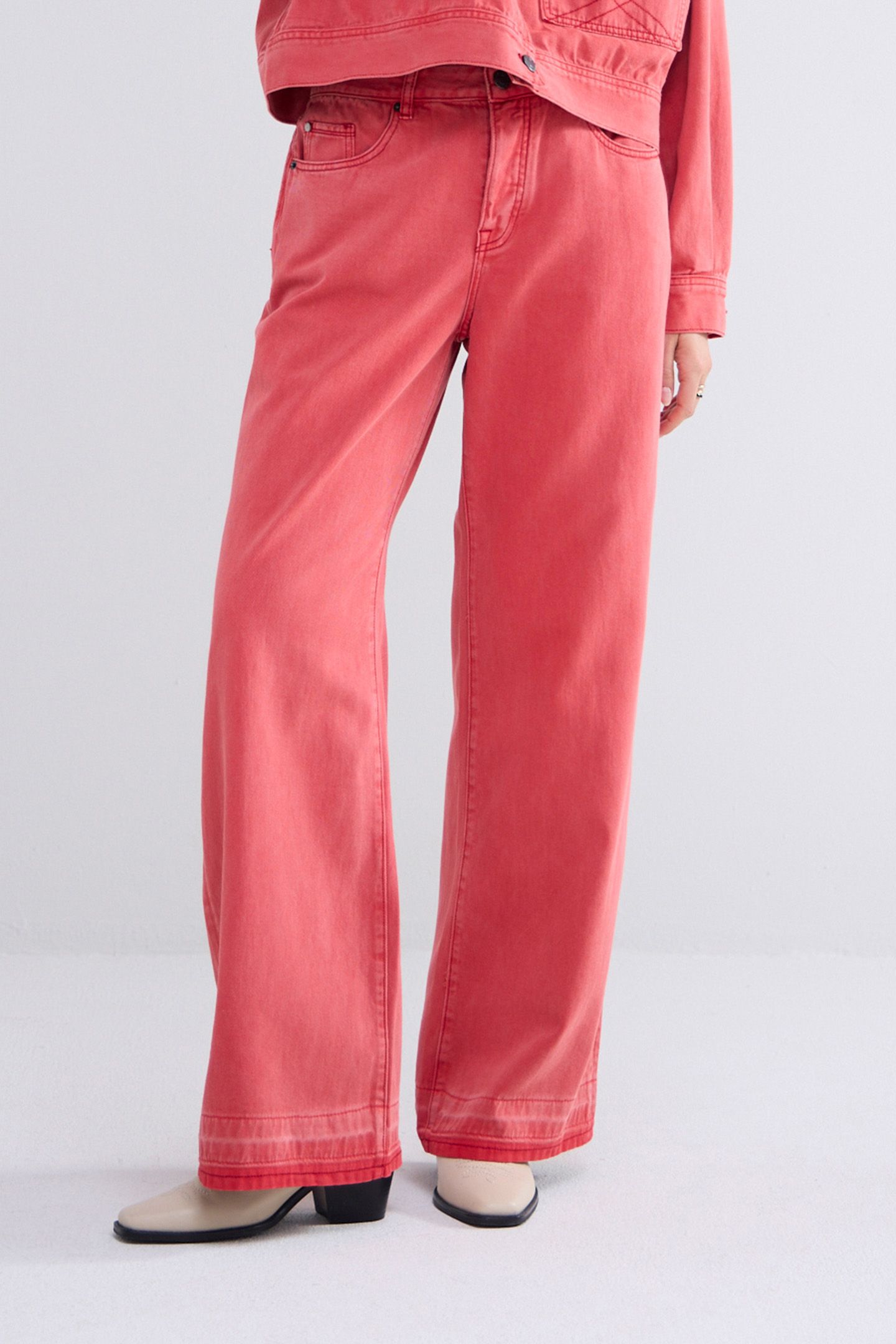 WIDE LEG JEANS COLOURED DENIM TRUE RED 1