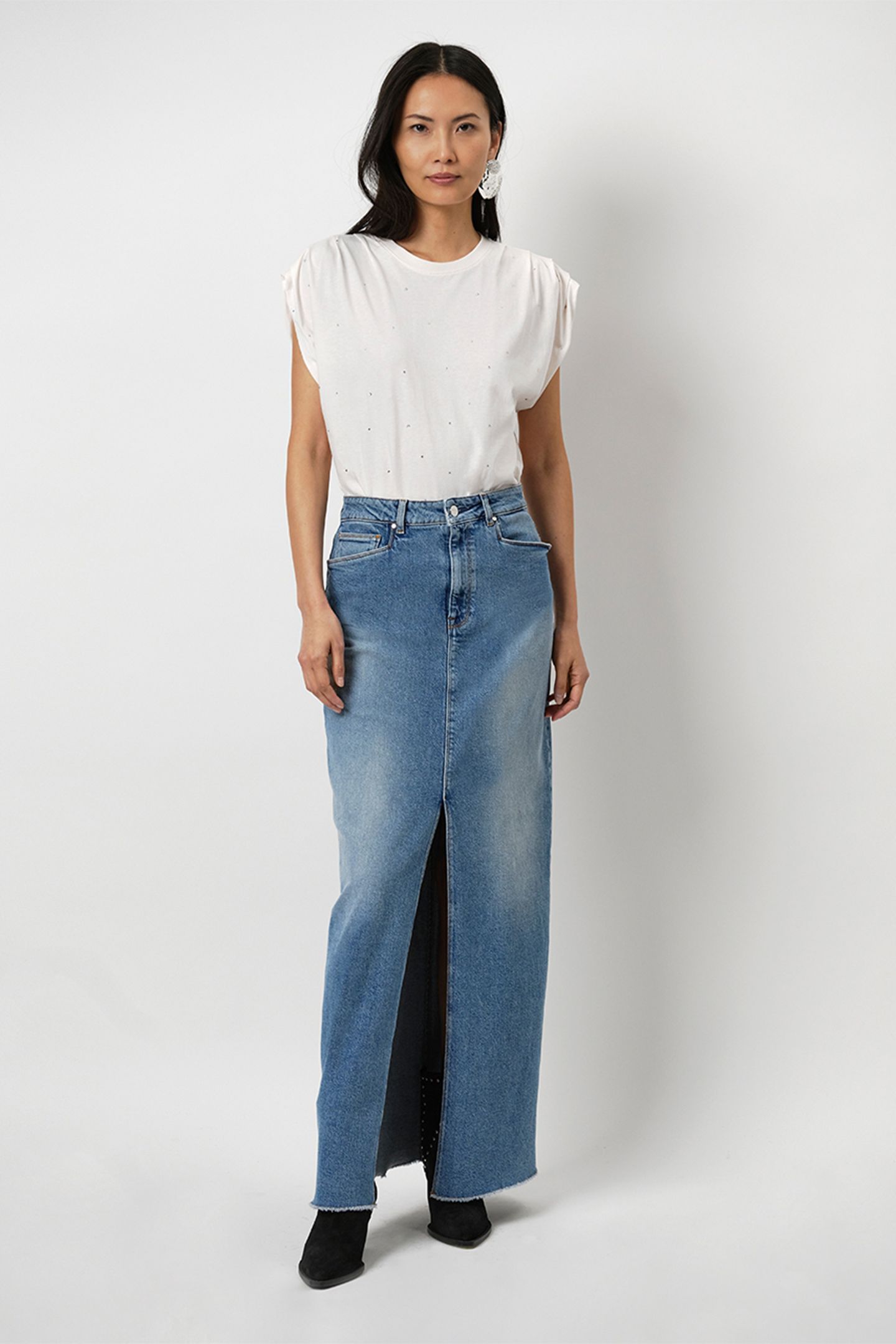 FERAL DENIM MAXI SKIRT WASHED BLUE 1